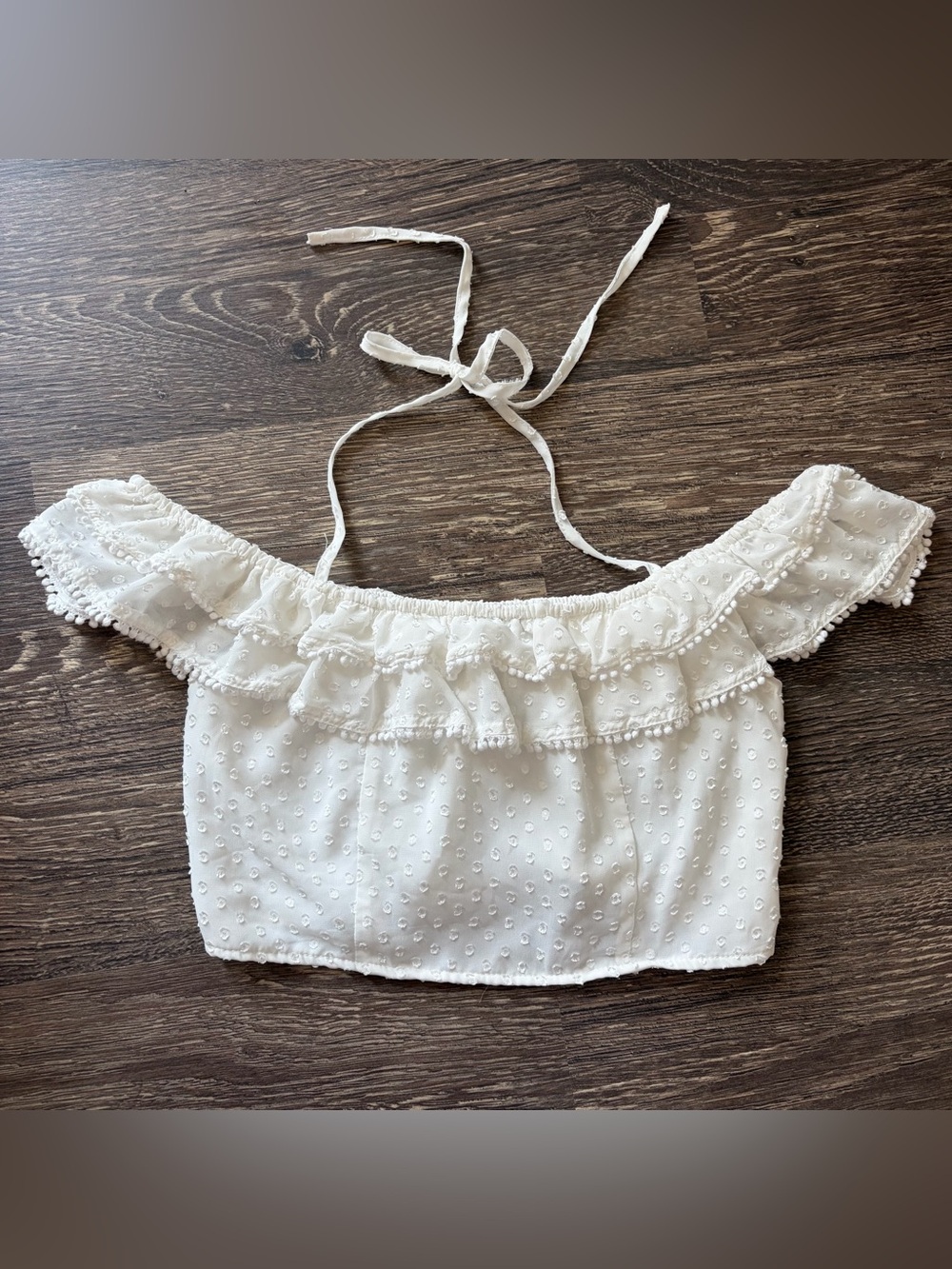 Ruffle Off Shoulder Halter Crop Top